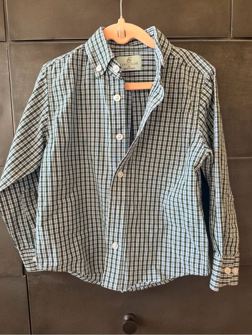 Class Club Green and White Plaid Button-Down Shirt